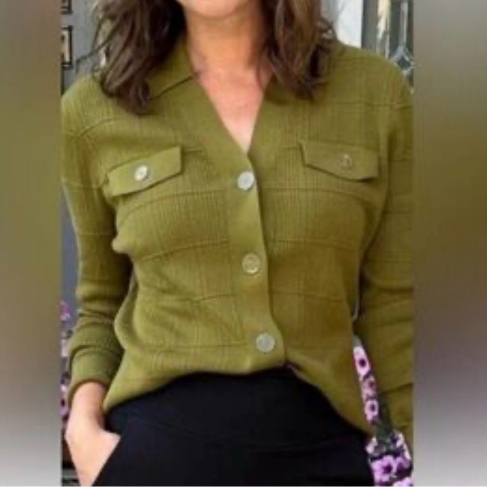 Olive Green Button-Up Cardigan